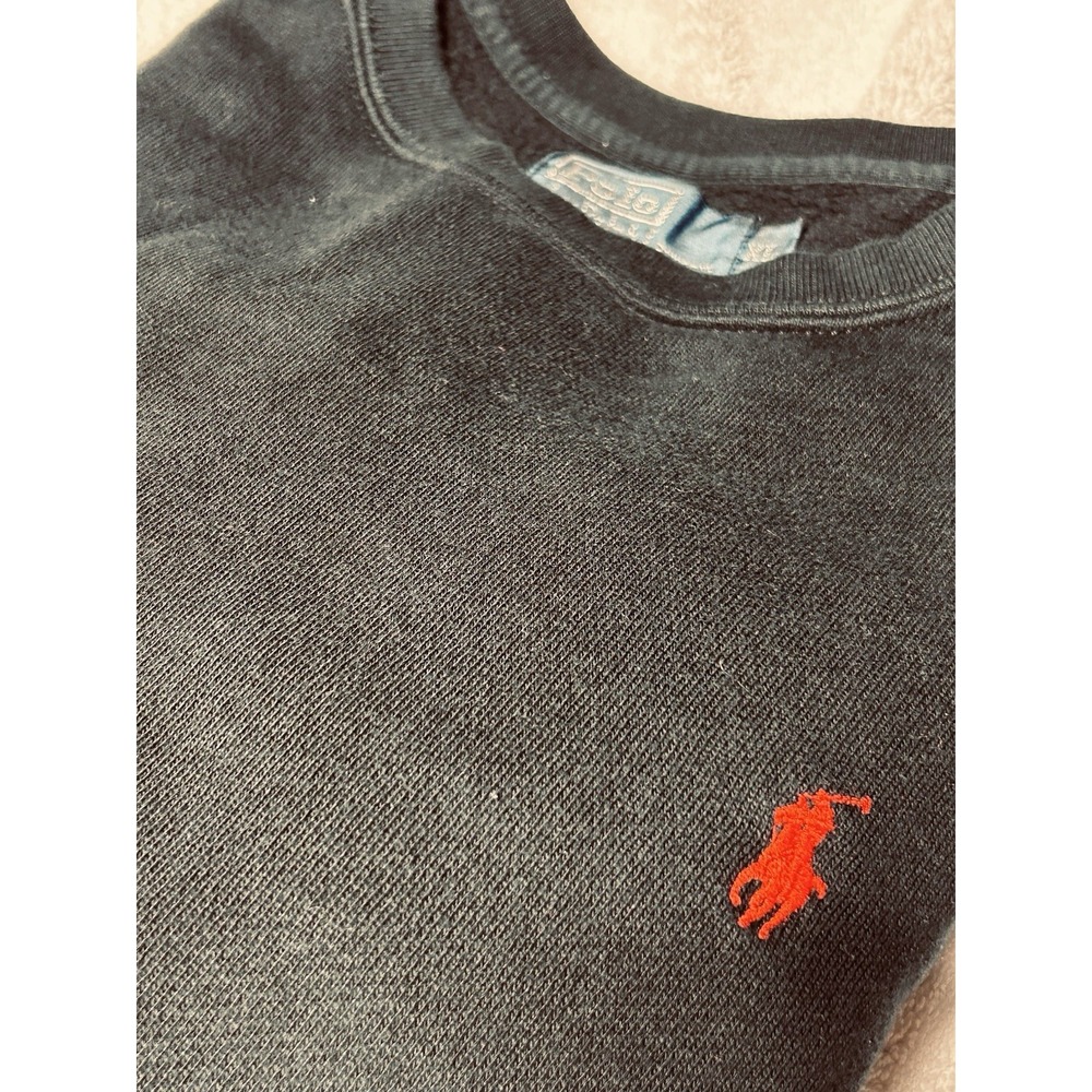 Polo Ralph Lauren Crewneck Sweatshirt Men's XL Black Red Pony Flawless MSRP $148